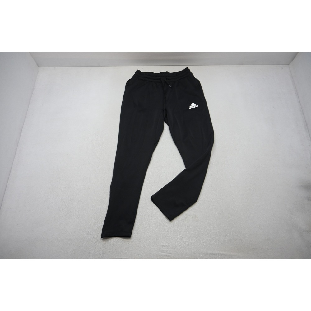 Adidas Jogger Sweat Pants Mens Medium Black Ankle Zip Tapered Athletic Excellent